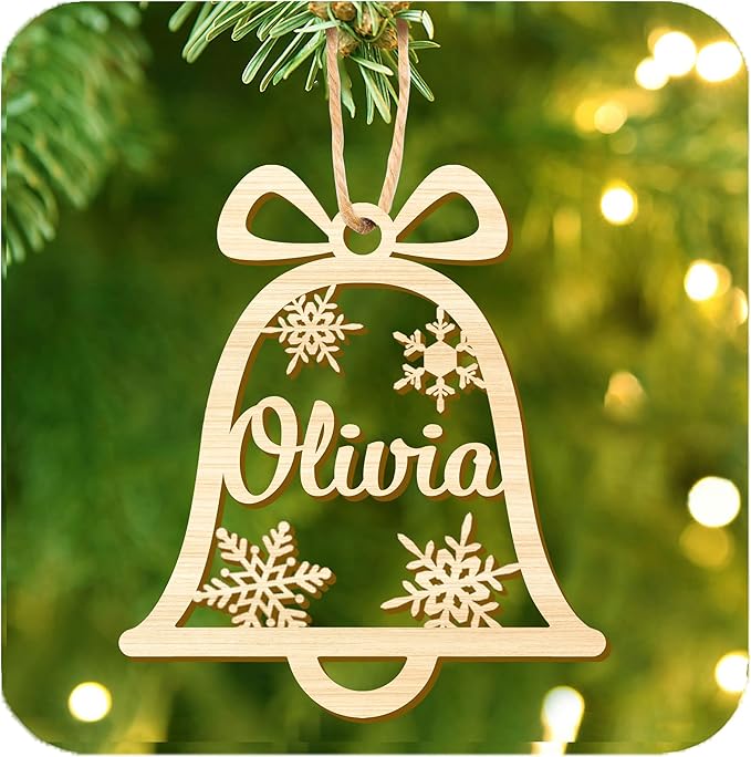 Personalized Christmas Ornaments with Name,Wooden Christmas Tree Ornaments 2025 with Custom Family Name for Kids Adults,Xmas Ornaments for Christmas Tree Gifts (02-Christmas Tree Ornaments)