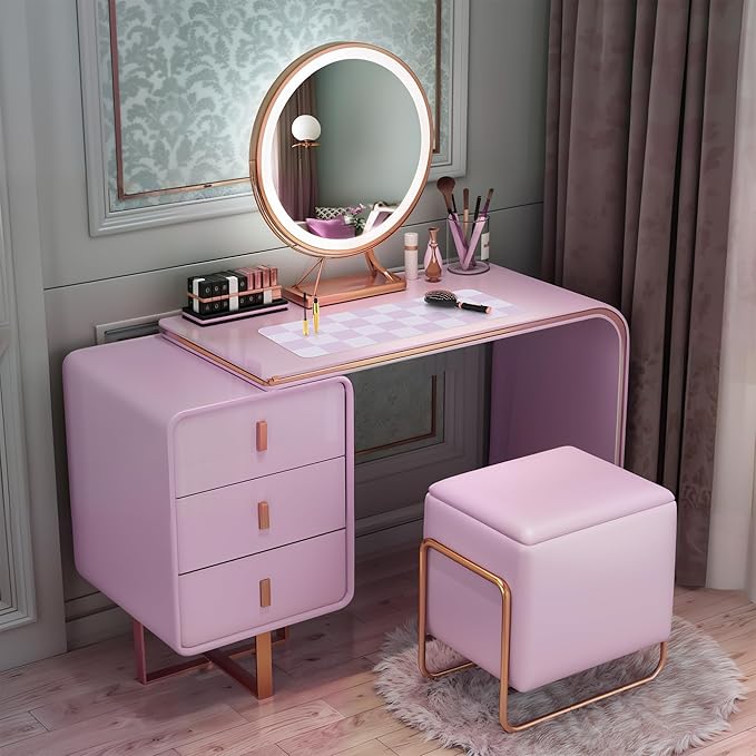 Non-Slip Desk Pad, Mouse Pad, Waterproof PU Leather Desk Protector, Large Desk Blotter, Easy Clean Laptop Desk Writing Mat for Work/Home/Decor(Purple 31.5" x 12")