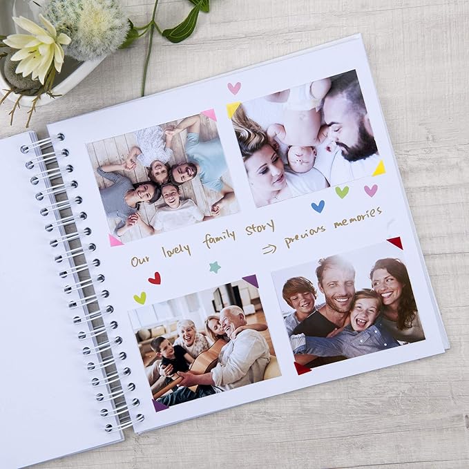 10 x 10 Inch DIY Scrapbook Photo Album with Window Design Cover 80 Pages Craft Paper Memory Book for Weeding Anniversary Travel and Baby (White)