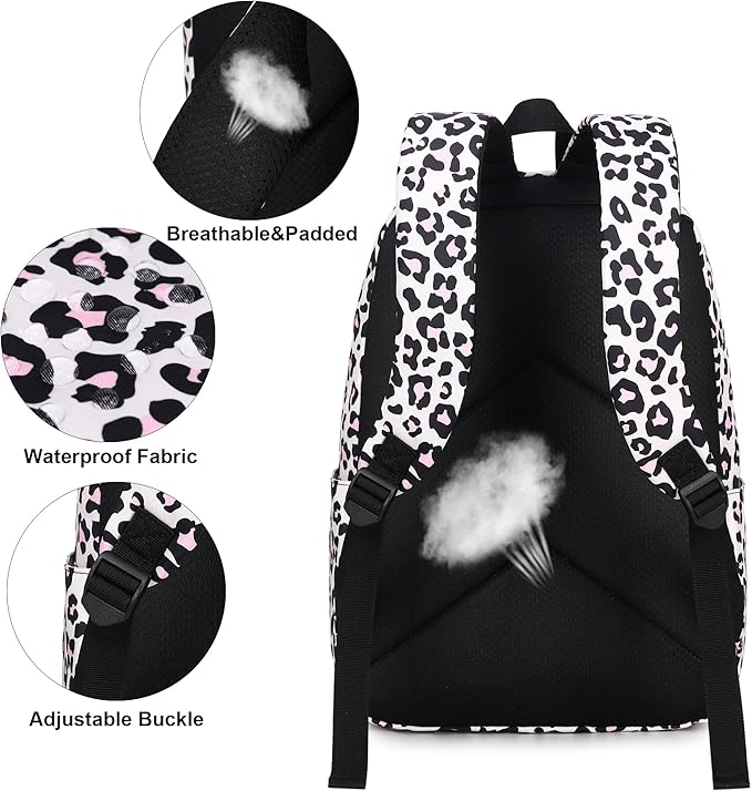 Leopard School Backpack for Teens Girls, Womens College Bookbags Kids School Bags Laptop Backpacks