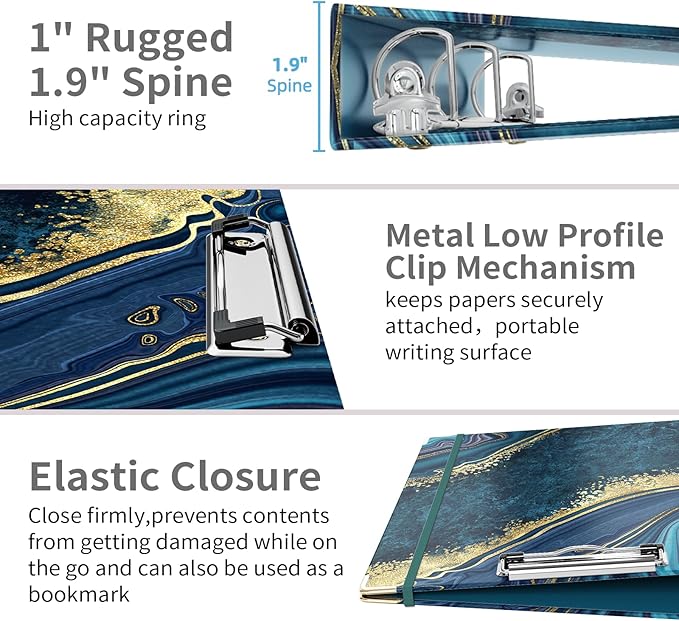 Ospelelf 1 Inch D Ring Binder for Letter Size with Dividers, File Folder Labels and Storage for School and Office Supplies