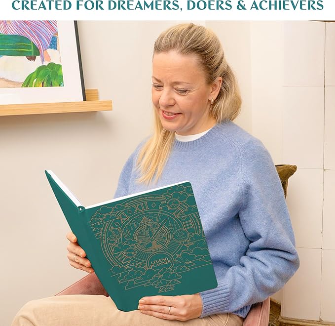 Legend Hourly Schedule Planner PRO Dated Jan 2026-Jan 2027 – Deluxe Weekly & Daily Organizer with Time Slots. Appointment Book Journal for Work & Time Management, A4 Hardcover, Viridian Green