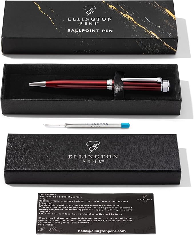 Ellington Pens Luxury Ballpoint Pen – Premium Quality, Smooth Writing Experience, Elegant Design, Includes 2 Ink Refills (Black & Blue) – Ideal for Professionals and Gift Giving