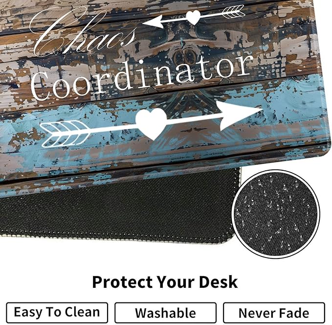Large XXL Gaming Desk Mat 31.5"x 11.8", Ergonomic Keyboard Wrist Rest & Mouse Pad Wrist Rest + Coaster Set, Non-Slip Base, Memory Foam, Office and Home, Chaos Coordinator