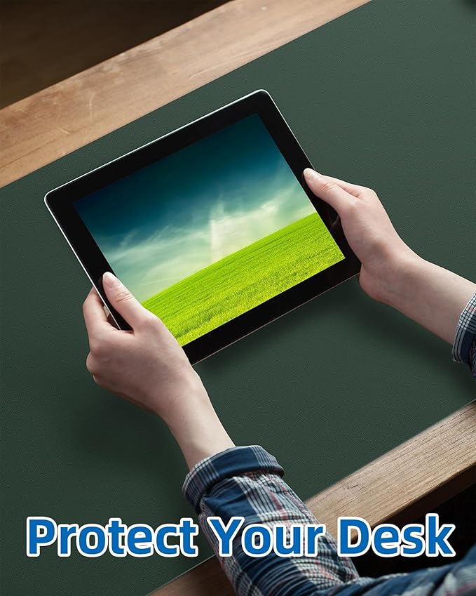 Non-Slip Desk Pad,Mouse Pad,Waterproof PU Leather Desk Protector,Ultra Thin Large Desk Blotter,Waterproof Keyboard mat for Office/Home/Decor(Dark Green 23.6" x 13")