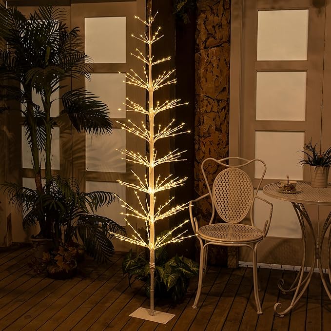 LIGHTSHARE 6FT 325L Lighted Starlit Tree, Warm White, for Home, Festival, Party, and Christmas Decoration, Indoor and Outdoor Use, White