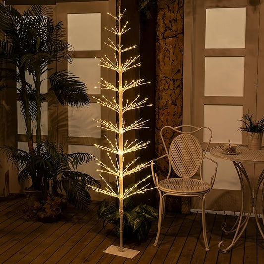 LIGHTSHARE 6FT 325L Lighted Starlit Tree, Warm White, for Home, Festival, Party, and Christmas Decoration, Indoor and Outdoor Use, White