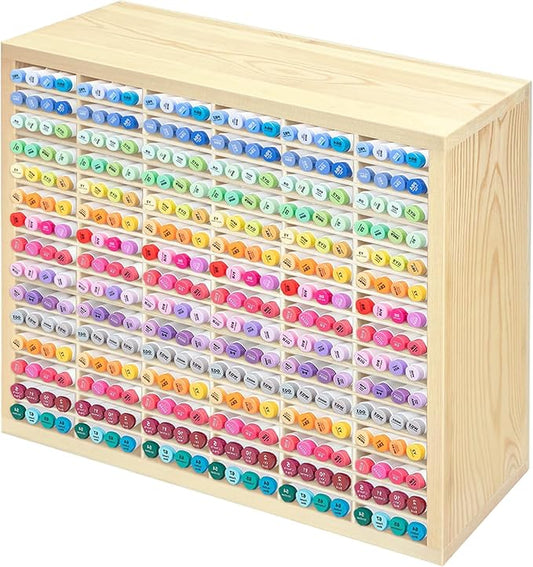 PROLEE Marker Storage Organizer for 360 Markers,Wooden Alcohol Marker Holder with 90 Slots,Markers Pens Pencils Art Supply Storage Rack for Desk Home Classroom Office Decor