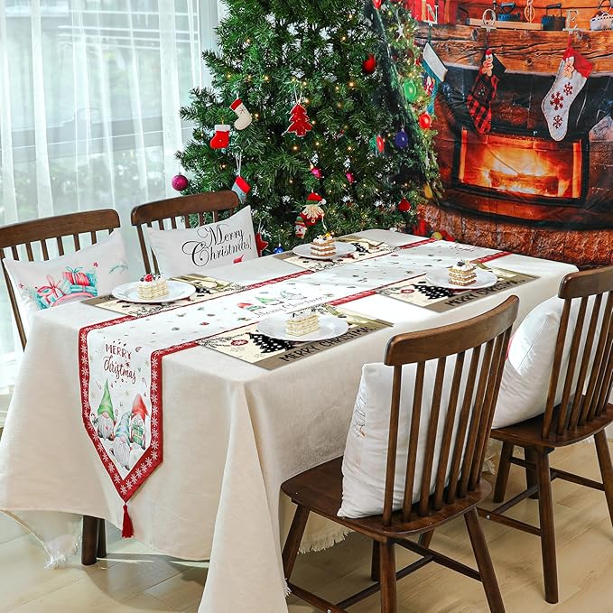 50 Pack Red and Black Buffalo Plaid Christmas Paper Placemats,16x 11 Inch Christmas Trees Disposable Placemats Seasonal Winter Xmas Holiday Table Mats for Kitchen Dining christas Party Supplies