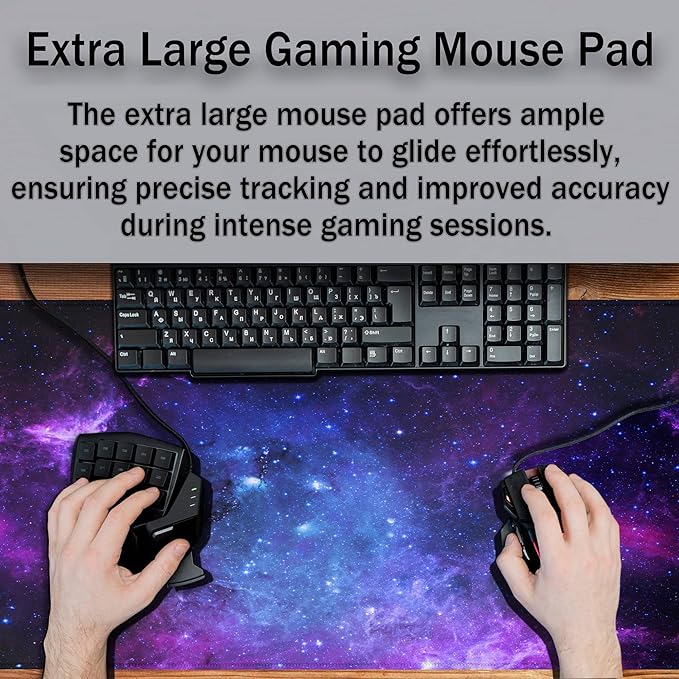 Mouse Pad Computer Desk Accessories Office Pad, Big Mouse Pads Desktop Mat, XXL Mouse Pad Gaming Non-Slip Rubber Base Waterproof with Stitched Edges, 35.4" X 15.7" for Work/Game/Office/Home
