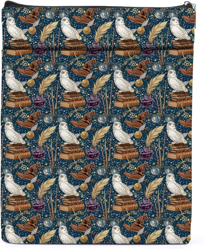 Magic Stuff Magic Owl Book Sleeve Book Cover Book Lovers Gifts Book Club Gifts Wizard Book Protector Book Gifts for Readers Women Magic Movie Fans Bibliophile Bookworm Niece Graduation Birthday Gifts