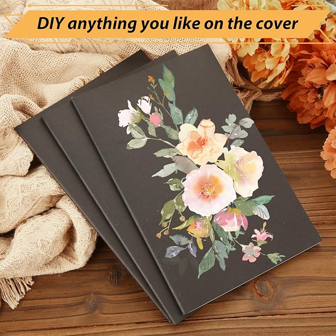 MIVIDE 50 Pack A5 Kraft Notebooks, Black Cover Journal Bulk Pack 8.3 x 5.5 inch Notebooks 60 Pages, Lined Travel Notebooks for Writing, Making Plans, School Office Supplies