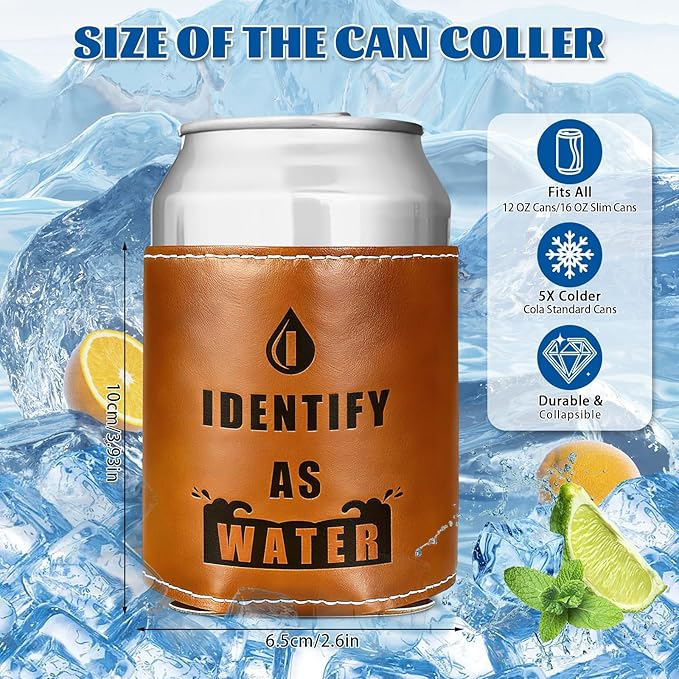 Funny Gifts for Men Him Husband,Christmas Gifts for Dad from Daughter Son,White Elephant Gifts,Mens Stocking Stuffers Birthday Gag Cool Retirement Gifts for Grandpa,Leather Can Cooler