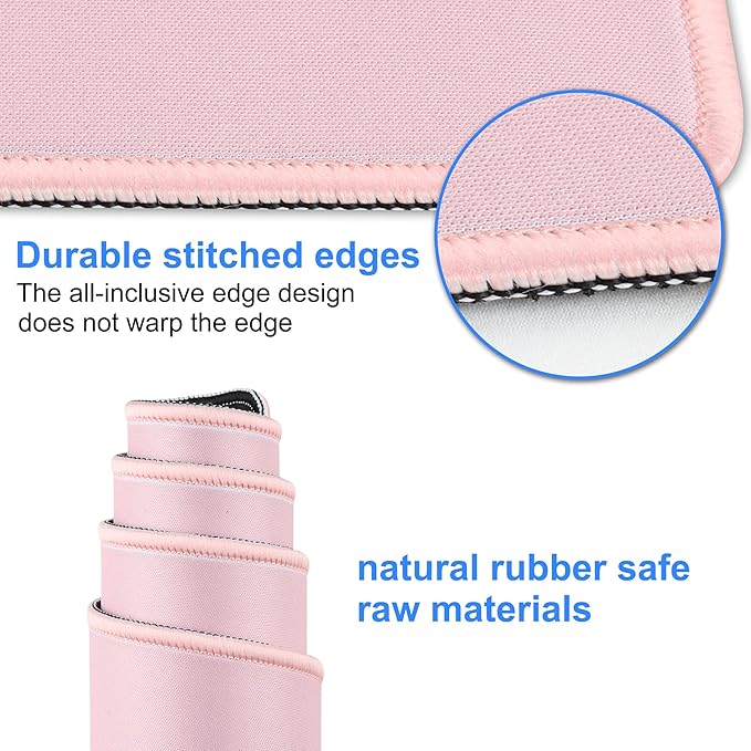 Large Gaming Mouse Pad with Stitched Edges,[27.5x11.8In] Extended Mouse Pad with Non-Slip Natural Rubber Base for Gamer/Desktop/Office/Home (70x30 Pinkus)