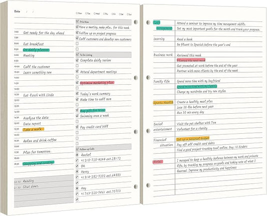 [EMSHOI Daily Planner Refill 8.5" X 11.5", 80 Sheets, 160 Pages Ring Binder Planner Inserts, Thick Cream Color Refill Paper, 100 GSM Loose Leaf, Paper Refills with Gift Box]