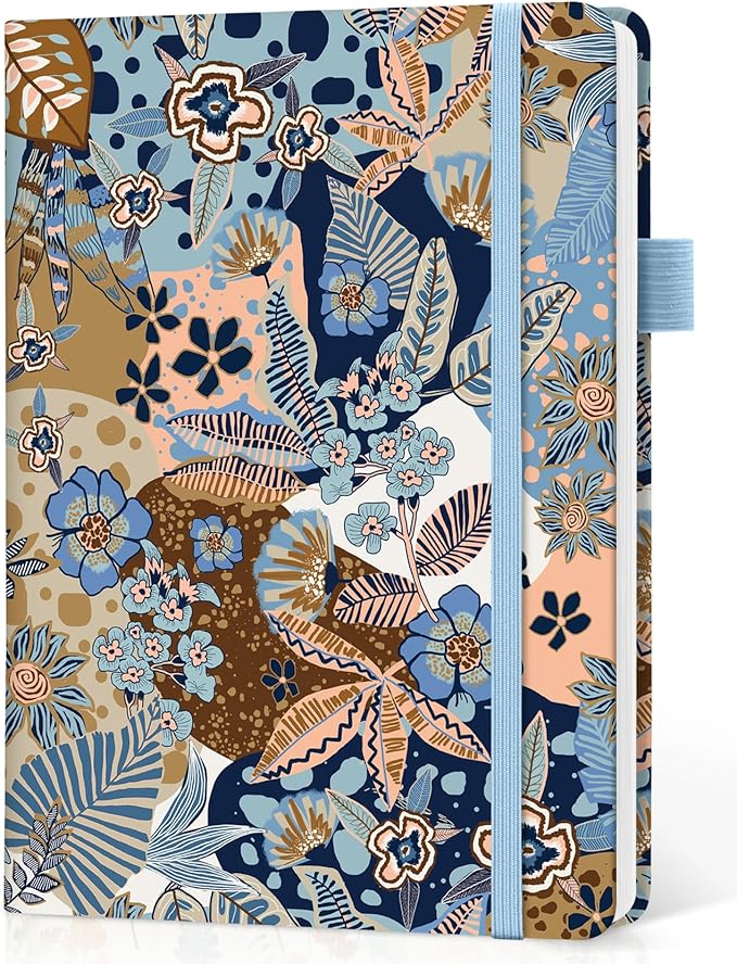 Lined Journal Notebook for Women & Men, Hardcover Leather Journal for writing, A5 College Ruled Notebook for Work & Note Taking, Perfect for Office School Home Supplies, 160 Pages, Lineage Floral