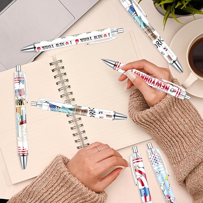 New York Ballpoint Pens - 24PCS New York Souvenirs City Travel Pens Set NYC City Souvenirs Love NY Gifts Pen Retractable USA Themed Ballpoint Pens for Office School Supplies Traveler Gift