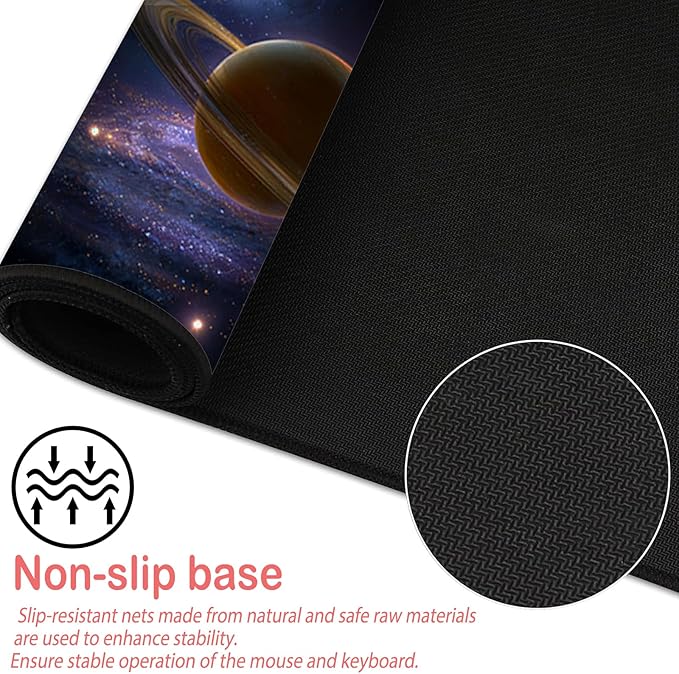 Nuxovilar Professional Large Mouse Pad & Computer Game Mouse Mat (35.4x15.7IN, Cosmic Planets & Space Art) (90 * 40cm Cosmic Planets)