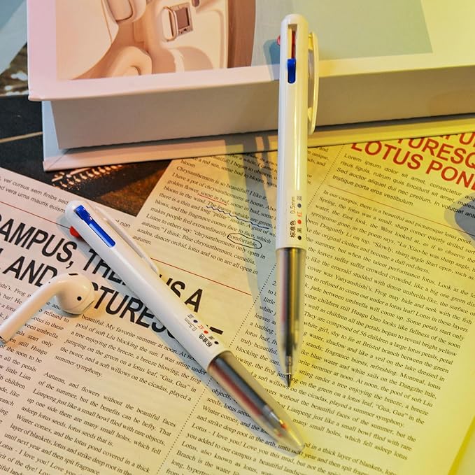 3-in-1 Retractable Gel Pens Colored - 0.5mm Fine Point Smooth Writing - Gel Ink Multicolor Gel pens for Journaling Planner, Nurse 6-count in 3 colors (Black, Red, Blue)