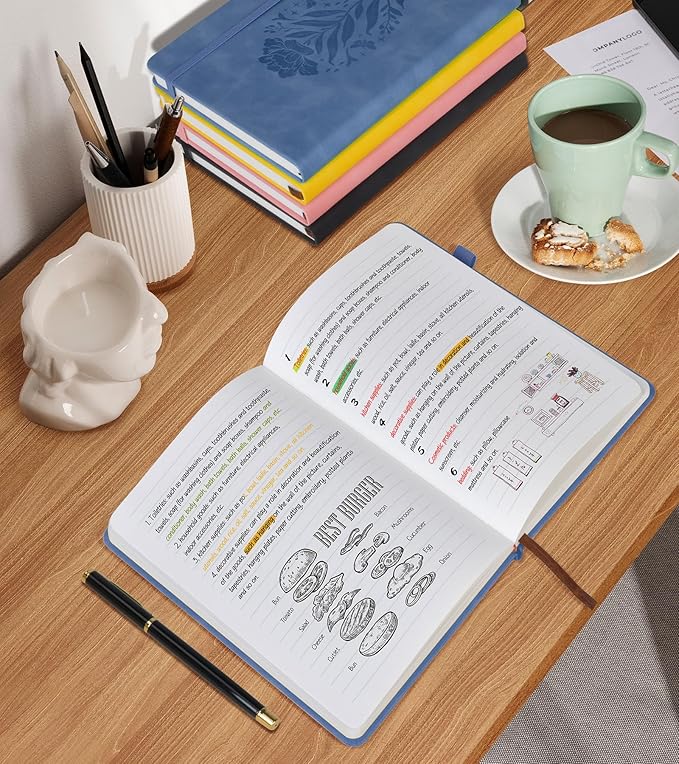 Lined Journal Notebook for Women, Hardcover Leather Journaling Notebooks 8.5" x 11", A4 200 Pages Big Journals for Writing, College Ruled Notebook for Work School, Note Taking, Business Diary Darkblue