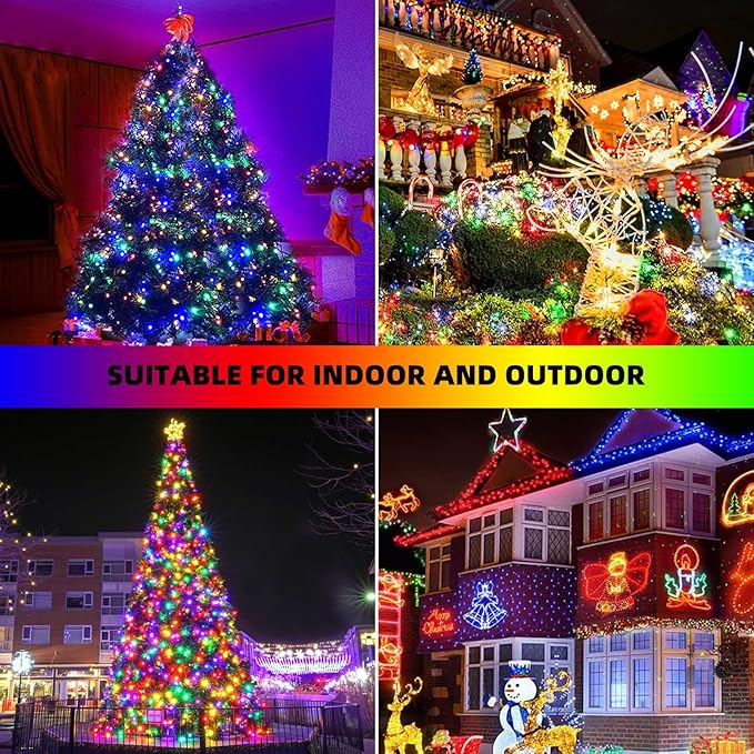 Music Motion Sensor Christmas String Lights 105ft 300 LED，Multicolour Christmas Tree Lights，End-to-End Plug In 6 Modes Christmas Lights, Waterproof for Indoor Outdoor Tree Party Yard Room Decor