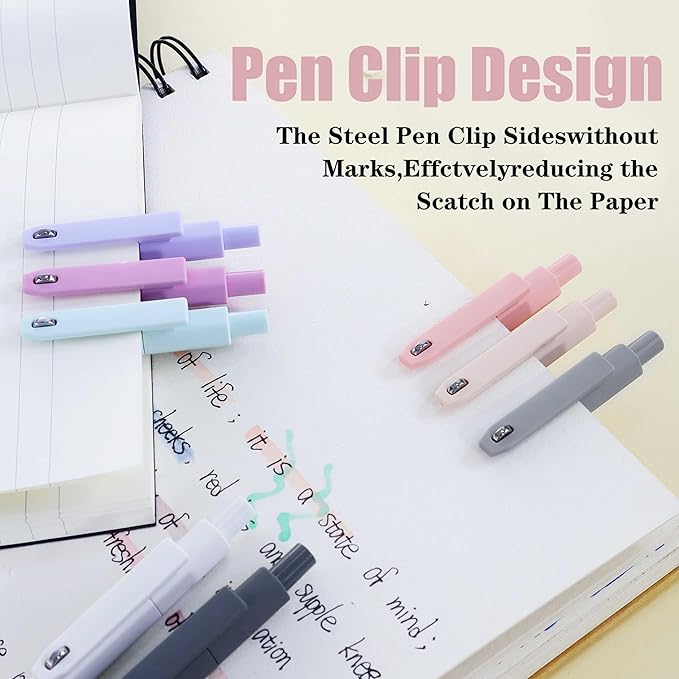 Vitoler Gel Pens, 8Pack Cute Morandi Color Pens Fidget Pens 0.5mm Smooth Writing Pens for Women/Nurse Office School Teacher Supplies