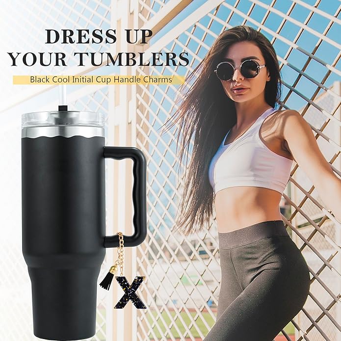 Letter Charm Accessories for Stanley Cup 1 PCS Cute Initial Keychain Handle Charm for Stanley Tumbler for Women