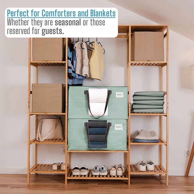 VENO 8 Pack Moving Bags, Comforter and Blanket Storage Bags for Closet, Moving Boxes, Boxes with Lids Alternative, College Dorm Packing Supplies, Foldable Heavy-Duty Tote (Light Green Matte, 8 Pack)