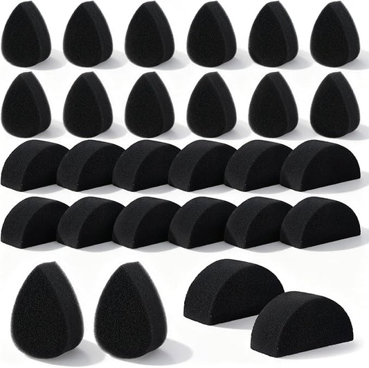 Ymapinc 24 Pcs Face Painting Make Up Sponges, Petal Oval+Water Drop Shaped Face Paint Black Sponge Brush Body Makeup Party Supply Art Work DIY Facial Paint Stencil Tools
