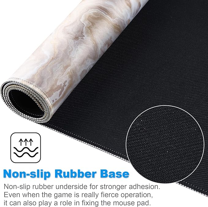 Large Gaming Mouse Pad with Stitched Edges,[27.5x11.8In] Extended Mouse Pad with Non-Slip Natural Rubber Base for Gamer/Desktop/Office/Home (70x30 Marble)