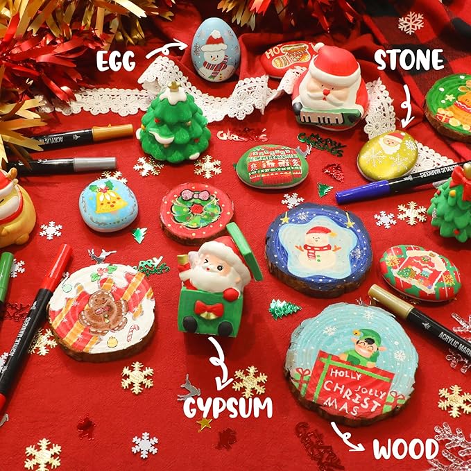 72 Colors Acrylic Paint Markers, Dual Tip with Fine Tip and Brush Tip Pens for Stone, Wood, Calligraphy, Canvas, Ceramic, Metal, Glass, Rock Painting, DIY Crafts