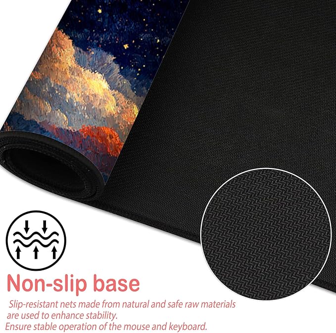 Nuxovilar Professional Large Mouse Pad & Computer Game Mouse Mat (35.4x15.7IN, Dreamy Clouds & Luminous Celestial Art) (90 * 40cm Dreamy Celestial Clouds)