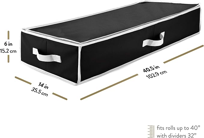 ZOBER Wrapping Paper Storage Containers - 40 Inch Gift Wrapping Organizer Storage W/Interior Pockets - Fits 20 Standard Rolls of Wrapping Paper, Bows, and Ribbons