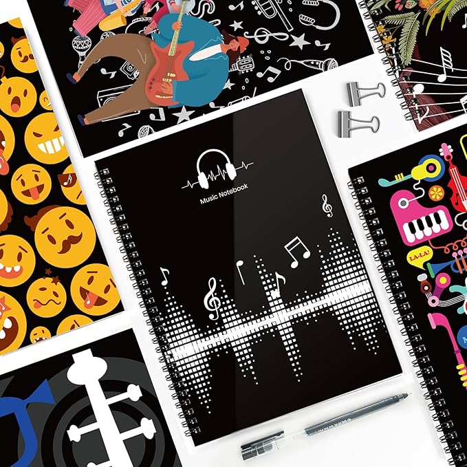 MAXCURY Blank Sheet Music Composition Manuscript Staff Paper Art Music Notebook Black 100 Pages 26x19cm (DJ)