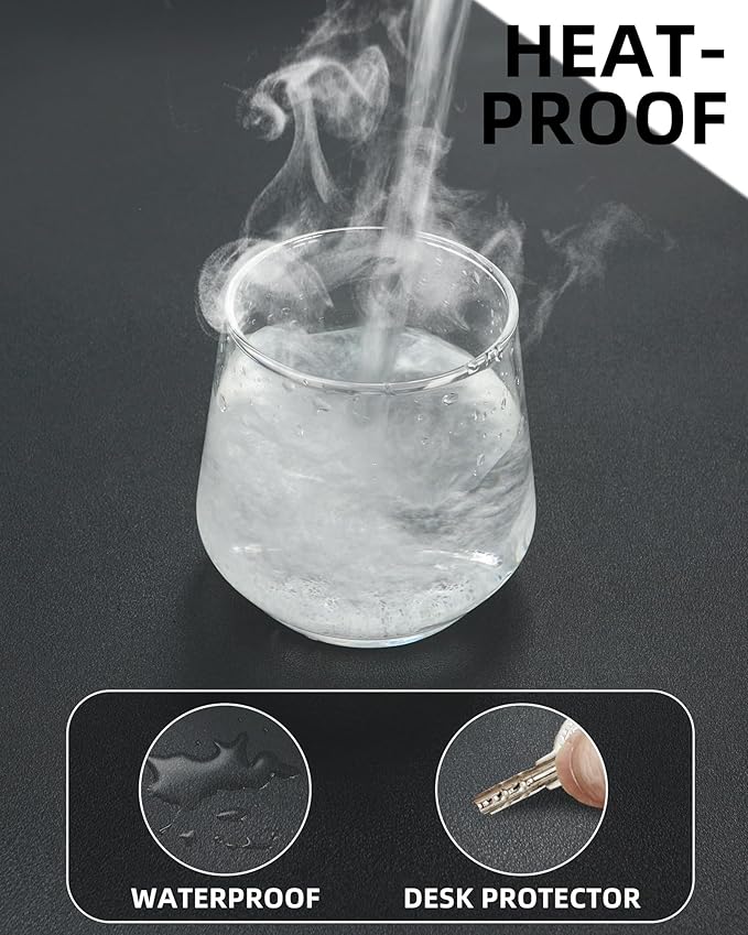 Leather Desk Protector, 55"x17" - Premium Mat, Large Mouse Pad, Non-Slip Blotter, Waterproof Writing Pad for Office and Home (Black)