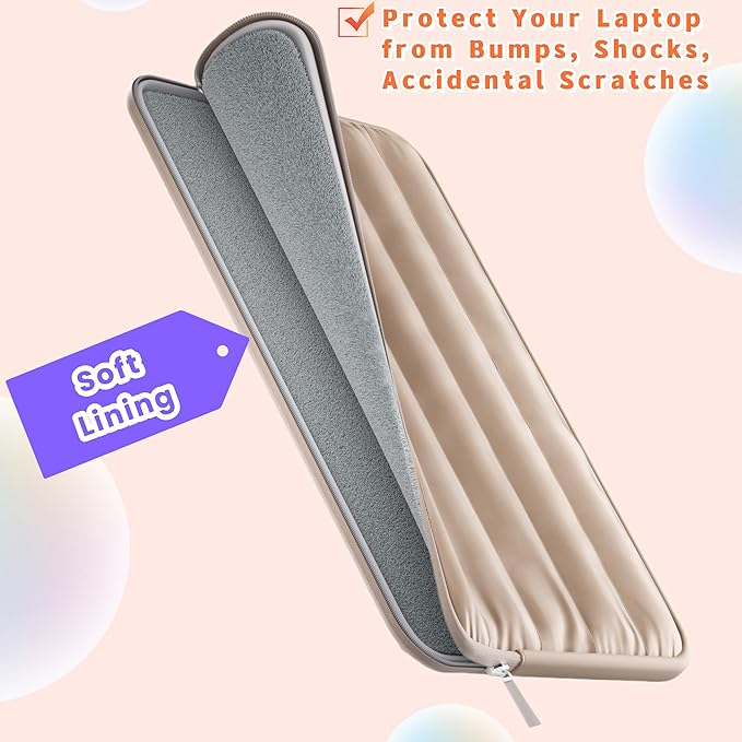 LS-M Puffy 13-14 Inch Laptop Sleeve Case for Women Men Cute Carrying Cover Compatible with MacBook Air M2, MacBook Pro 14 Protective Portable Case (Green, 13-14inch)