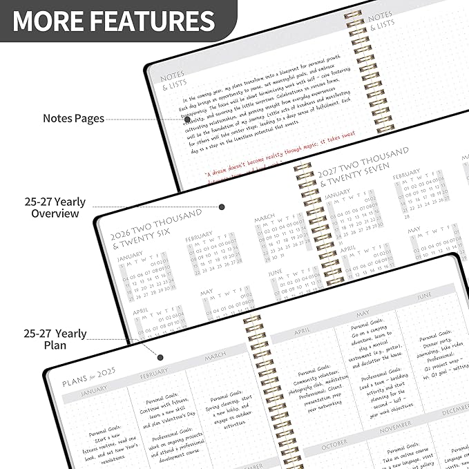 Monthly Planner 2025-2027, Simplified Monthly Calendar Planner, 24 Months Calendar, July 2025 - June 2027, 8.5" * 11", Waterproof Cover with Spiral Bound, for Office, School - Black