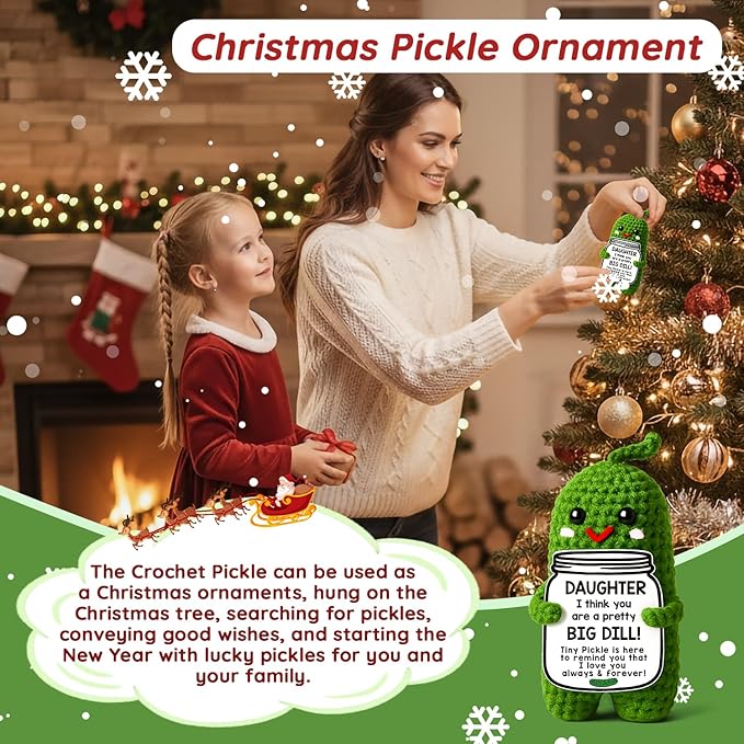 MAMAGIFTREE Christmas Daughter Gifts Stocking Stuffers, Pickle Plush Crochet Birthday Gifts for Daughter,I Love You Daughter Gifts from Mom, Thanksgiving Basket Unique Gifts to My Daughter
