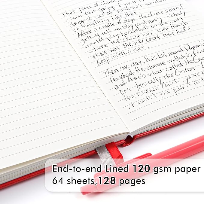 24 Pack Journal Notebook for Work, Feela Business Notebook Bulk Hardcover Lined Writing Journal with Pen Holder for Men Women Note Taking, with 24 Black Pens, 120 GSM, 5.1”x8.3”, A5, Red
