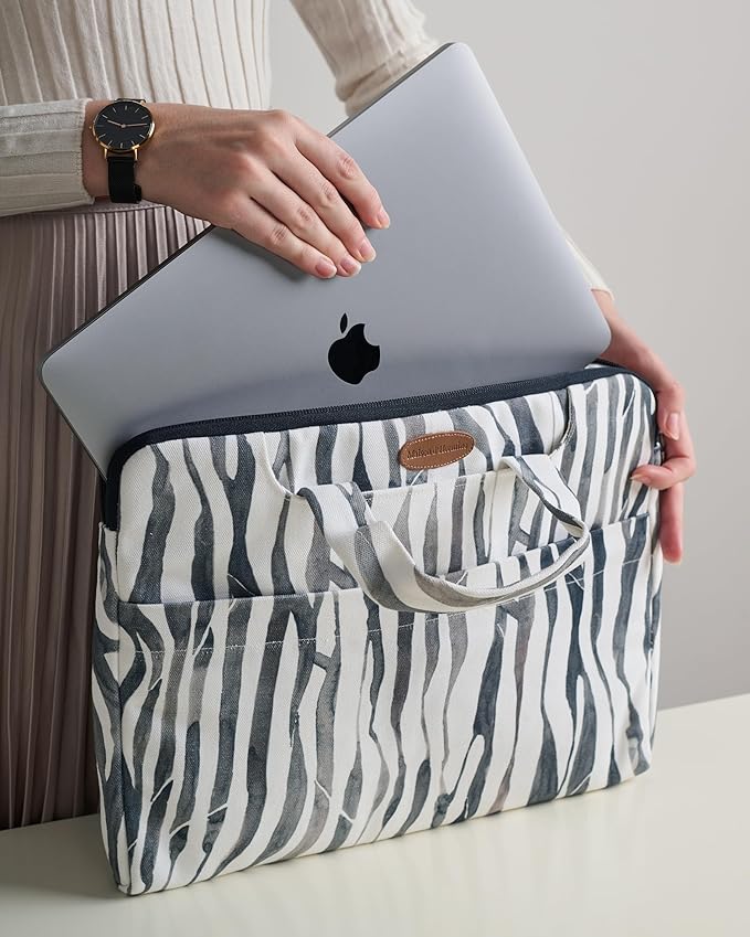 Maison d'Hermine Laptop Bag upto 15.6 inch Stain and water repellent Cotton canvas - Zebra