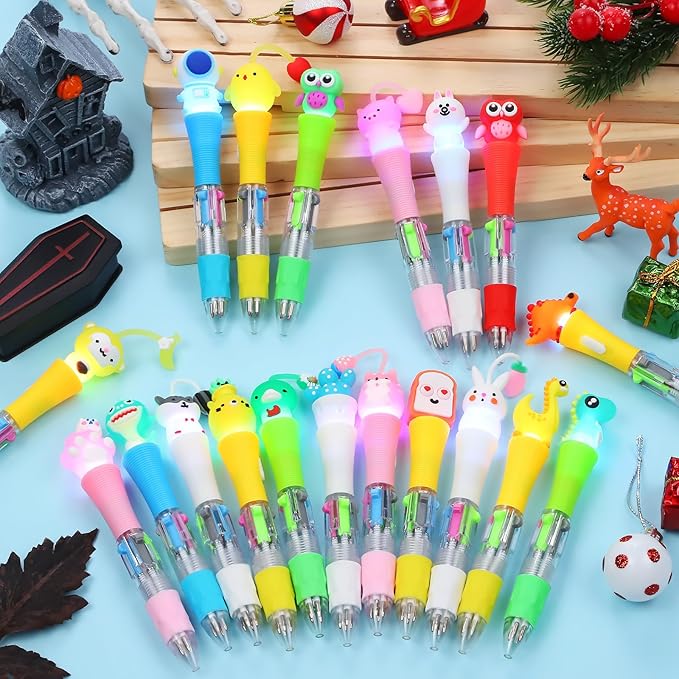 CZWZ 20Pcs Multicolor Pens in One 4-in-1 Cute Pens Bulk for Kids, Ballpoint Pen for Birthdays and Children's Parties, Fun Gifts Assorted Ink Kawaii Pen(Style-2)