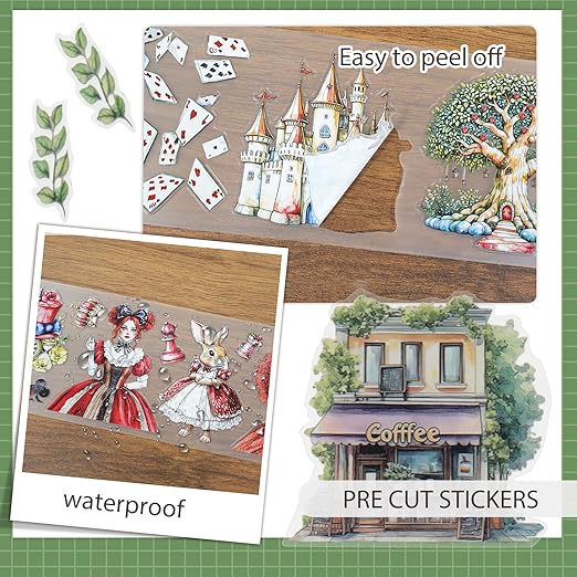 Snycler Pre-Cut Fairy Tale Themed PET Washi Tapes - Vintage Aesthetic Tape Stickers for Journaling, Scrapbooking, Junk Journals, Crafts, Planners - 4 Rolls