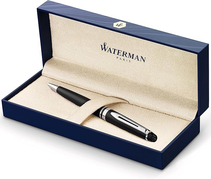 Waterman Expert Ballpoint Pen Matte Black CT Medium Nib Blue Ink
