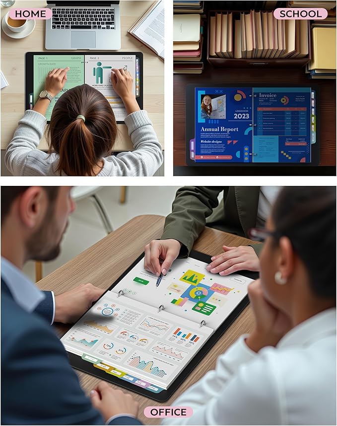 [32Pcs/4Set- 8 Tab] Binder Dividers with Tabs, Plastic Dividers for 3 Ring Binder, Letter Size Binder Tabs for Organizing School Office Home Files, Write&Erase Notebook/Page Dividers