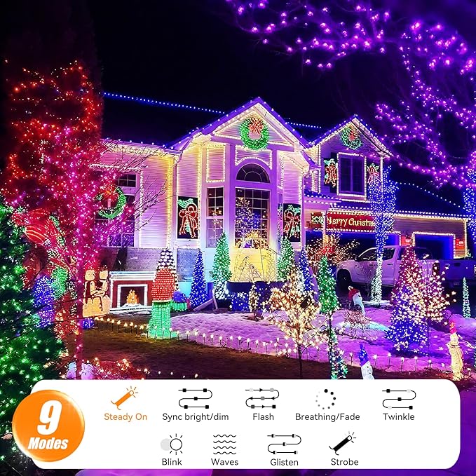 LitHome 164FT 500 LED Color Changing Christmas String Lights Outdoor, 35 Colors RGB Christmas Lights with Remote, Dimmable Led String Light Plug in, Xmas Tree Light Indoor for Holiday Party Decor