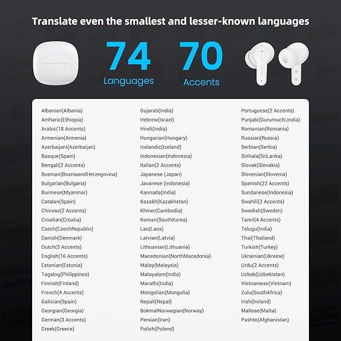 M3 Offline AI Translator Earbuds Support 144 Languages & Accents Translation Two-Way Translation Translator Device AI Translation Earbuds Real Time