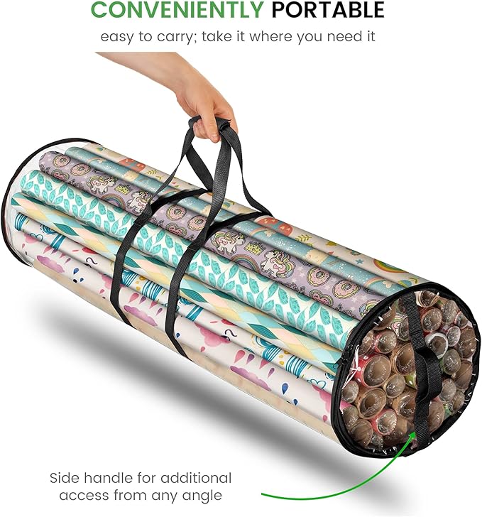 ZOBER Wrapping Paper Storage Containers - 40 Inch Gift Wrapping Organizer Storage - Fits 25 Standard Rolls of Wrapping Paper - Waterproof