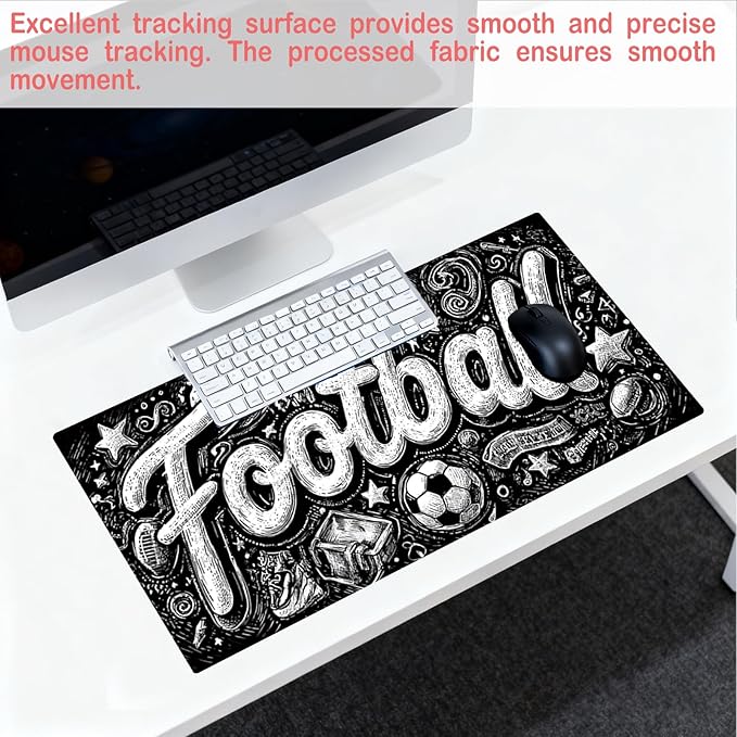 Nuxovilar Professional Large Mouse Pad & Computer Game Mouse Mat (35.4x15.7IN, Football Graffiti Art) (90 * 40cm Football Graffiti)