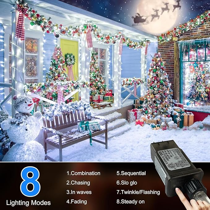 Outdoor Fairy Lights Waterproof, Plug in String Lights with 8 Modes Timer, 98Ft 300 Twinkle LED Outdoor & Indoor Decor for Girl's Bedroom/Garden/Patio/Yard/Wedding/Holiday Party