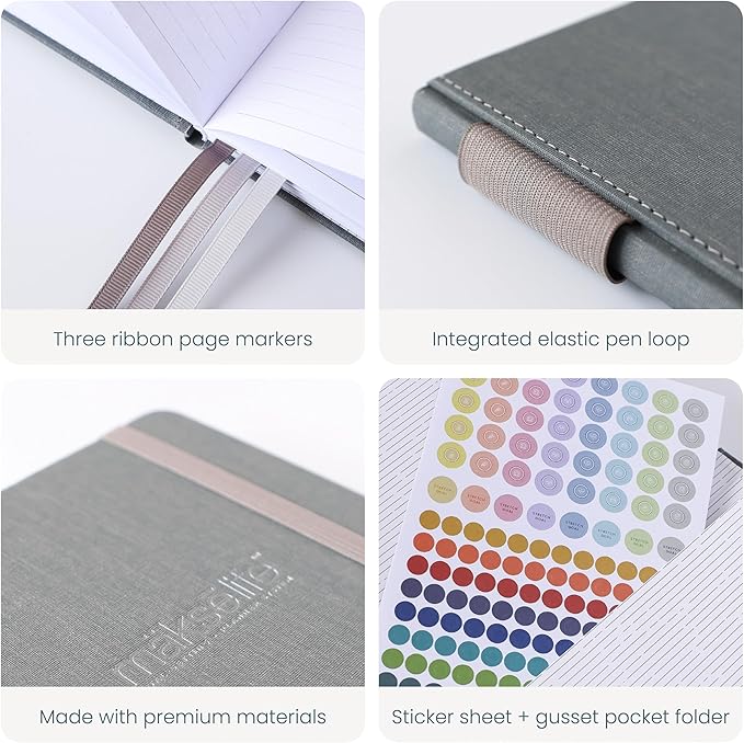 MäksēLife 90-Day Quarterly Planner - Entrepreneur Goal Setting & Project Management, Undated 3-Month Productivity Planner for Small Business Owners, Dark Gray